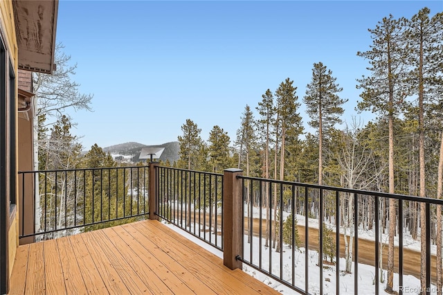 deck featuring a mountain view