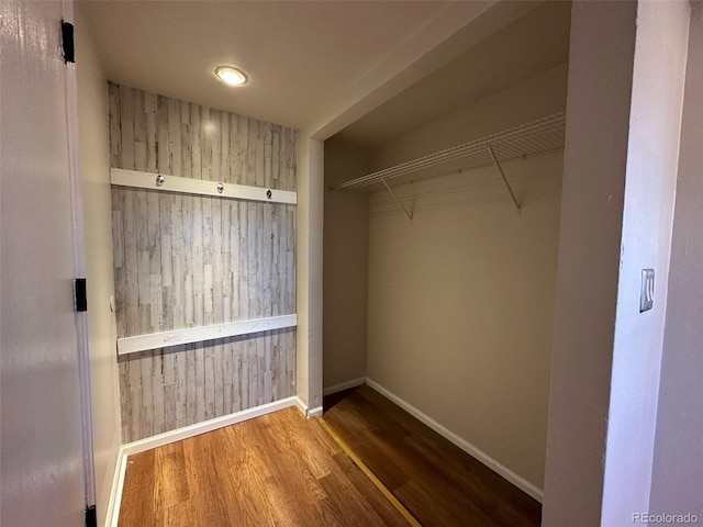 spacious closet with dark wood-type flooring