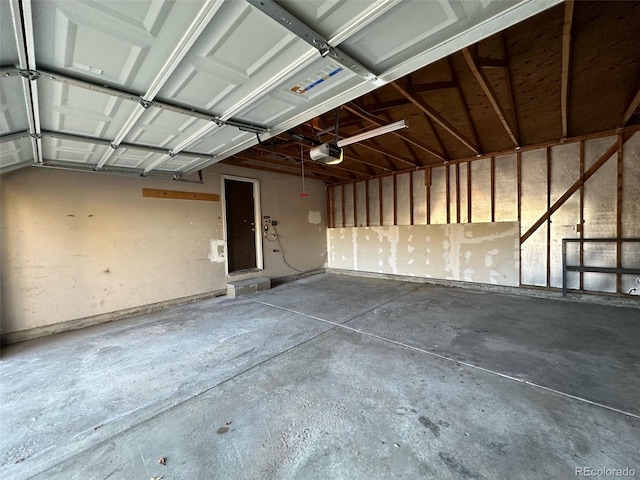 garage with a garage door opener