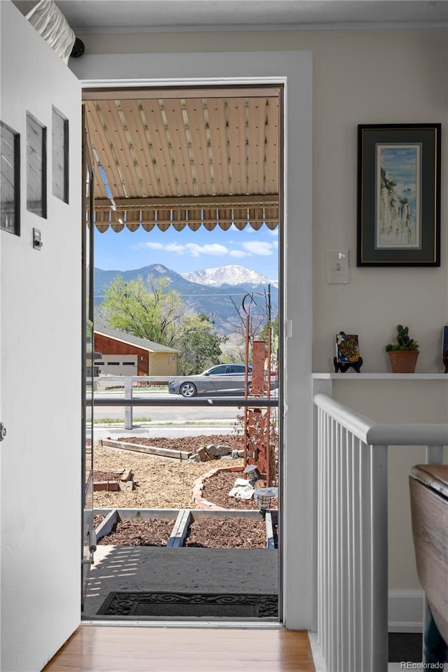 831 Manitou Blvd, Colorado Springs, CO 80904 - entryway with a mountain view and wood finished floors