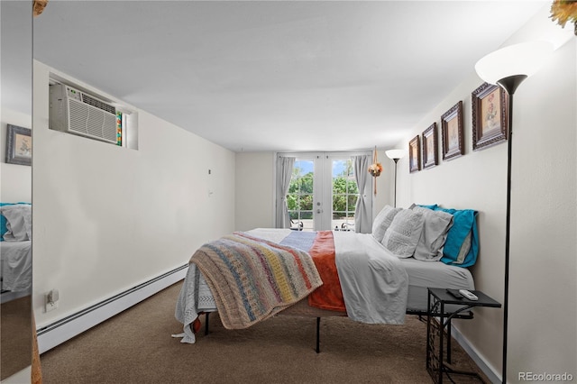 831 Manitou Blvd, Colorado Springs, CO 80904 - bedroom with french doors, carpet floors, a baseboard heating unit, and access to exterior