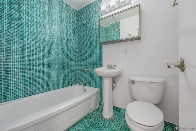 1245 Columbine St Unit 306, Denver, CO 80206 - bathroom featuring tile patterned floors and tub / shower combination