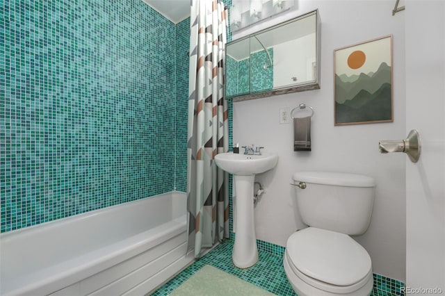1245 Columbine St Unit 306, Denver, CO 80206 - full bath with shower / bath combo with shower curtain and tile patterned floors