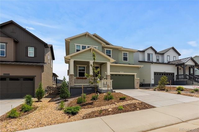 8550 Cheraw St, Littleton, CO 80125 - craftsman-style home with a porch, a garage, and concrete driveway