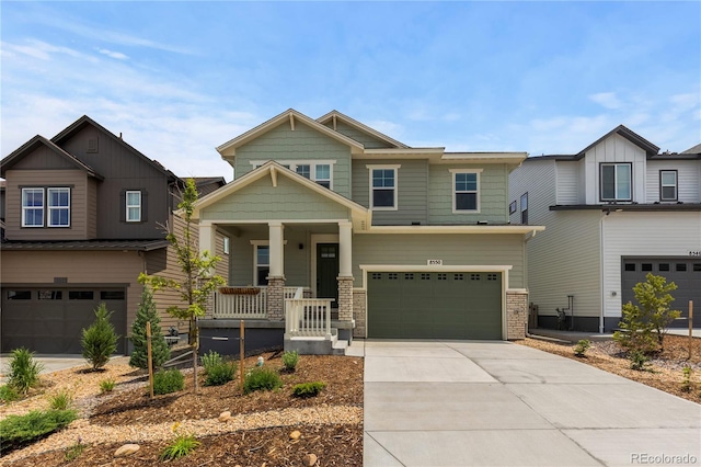 8550 Cheraw St, Littleton, CO 80125 - craftsman inspired home featuring covered porch, an attached garage, and concrete driveway