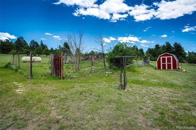 view of yard featuring a storage unit and an outdoor structure