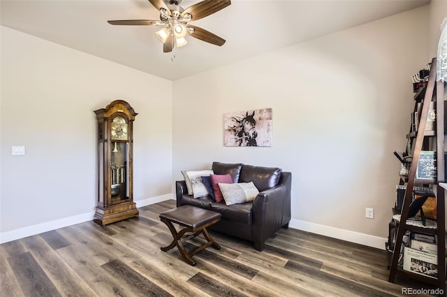 1746 Westward Cir Unit 1, Eaton, CO 80615 - living area with ceiling fan and dark wood-type flooring