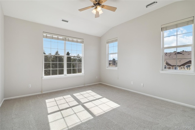 1574 Olympia Cir Unit 305, Castle Rock, CO 80104 - empty room featuring carpet flooring, baseboards, ceiling fan, and lofted ceiling