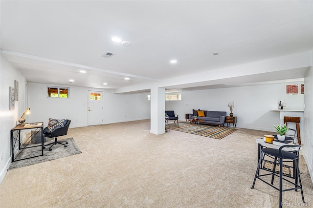 7120 S Sheridan Ct, Littleton, CO 80128 - carpeted living area featuring recessed lighting, baseboards, and plenty of natural light