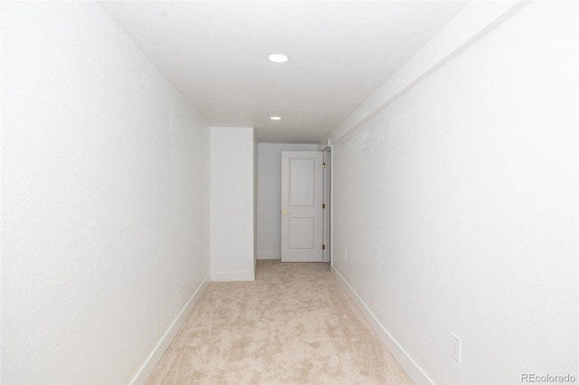 7120 S Sheridan Ct, Littleton, CO 80128 - hallway featuring light carpet, recessed lighting, and baseboards