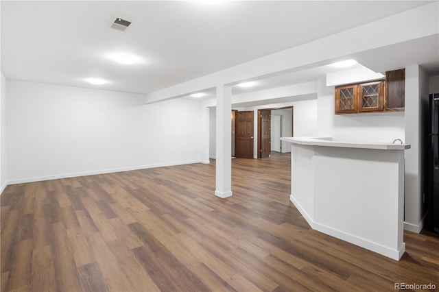 5292 W Fair Dr, Littleton, CO 80123 - finished basement with dark wood finished floors and bar