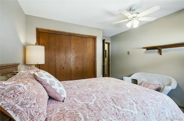 670 Wapiti Dr, Fraser, CO 80442 - bedroom with a closet, a ceiling fan, and vaulted ceiling