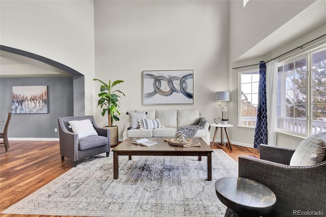 living room with wood-type flooring