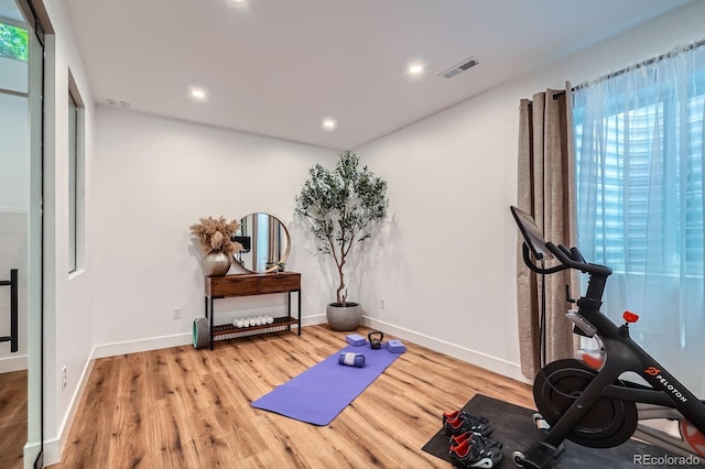 4474 Utica St, Denver, CO 80212 - exercise area with wood finished floors and recessed lighting