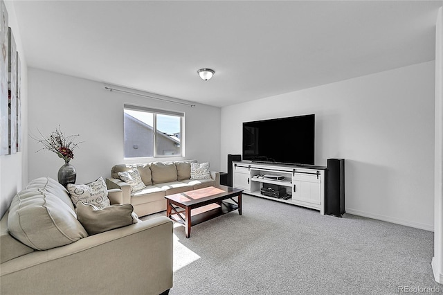 living room featuring light colored carpet