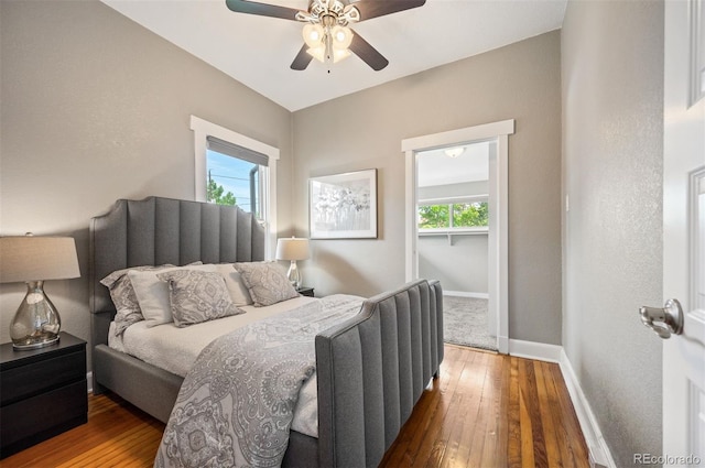 1532 Meade St, Denver, CO 80204 - bedroom featuring wood-type flooring, baseboards, and ceiling fan