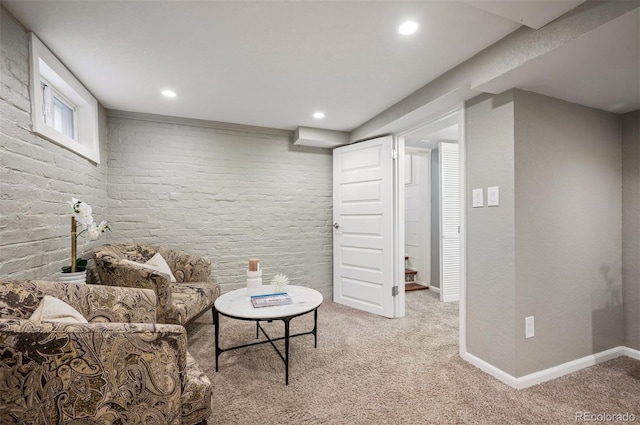 1532 Meade St, Denver, CO 80204 - sitting room featuring light colored carpet, recessed lighting, and baseboards