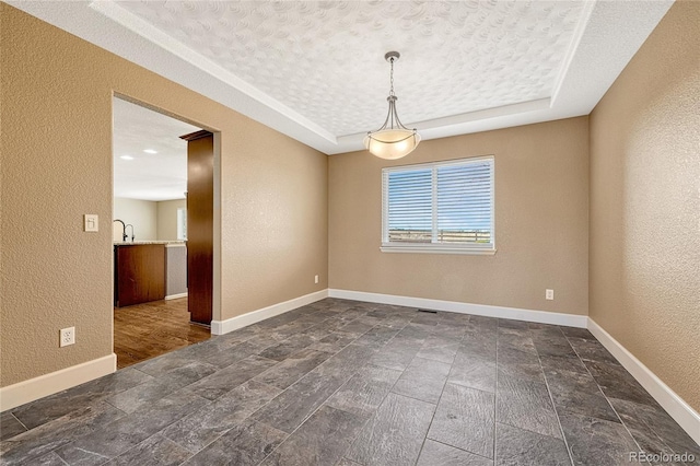 unfurnished room featuring dark hardwood / wood-style floors and a textured ceiling