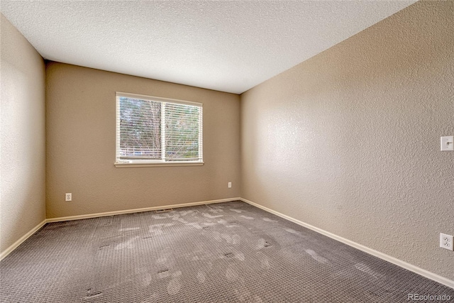 spare room with carpet flooring and a textured ceiling