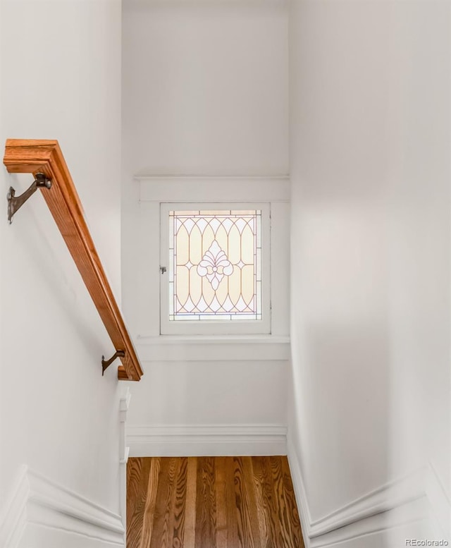 506 N Marion St, Denver, CO 80218 - stairway featuring wood finished floors