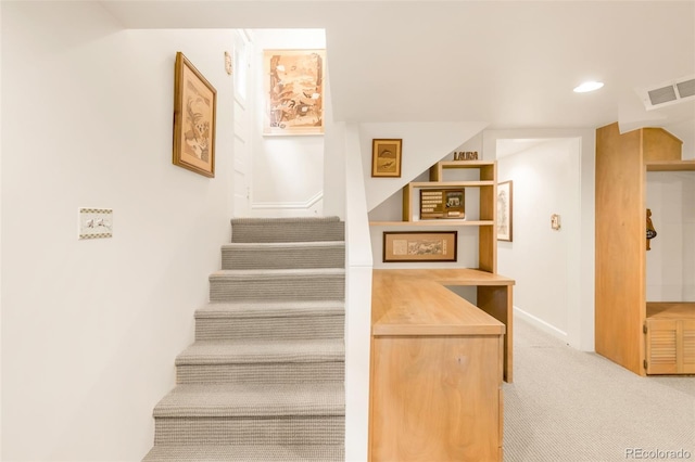 506 N Marion St, Denver, CO 80218 - staircase with carpet, recessed lighting, and baseboards