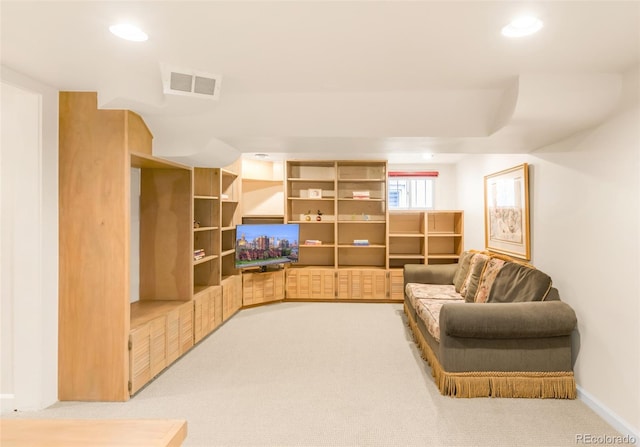 506 N Marion St, Denver, CO 80218 - sitting room with light carpet, recessed lighting, and baseboards