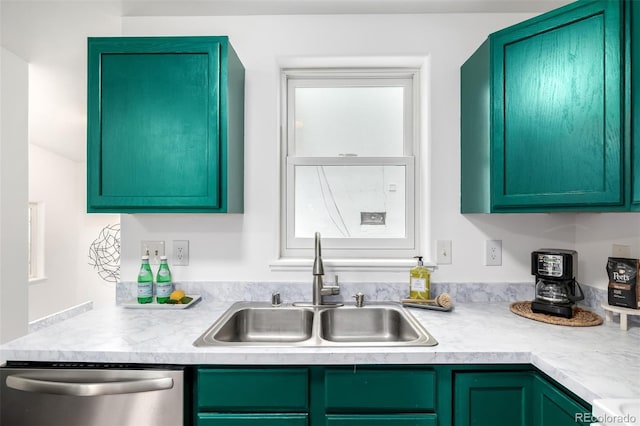 1803 E 36th Ave, Denver, CO 80205 - kitchen with stainless steel dishwasher, a sink, and light countertops