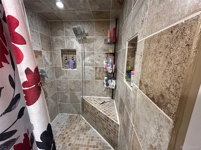 1130 Denver Ave, Saguache, CO 81149 - full bath with tiled shower and recessed lighting