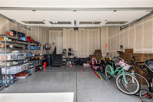 garage with a garage door opener