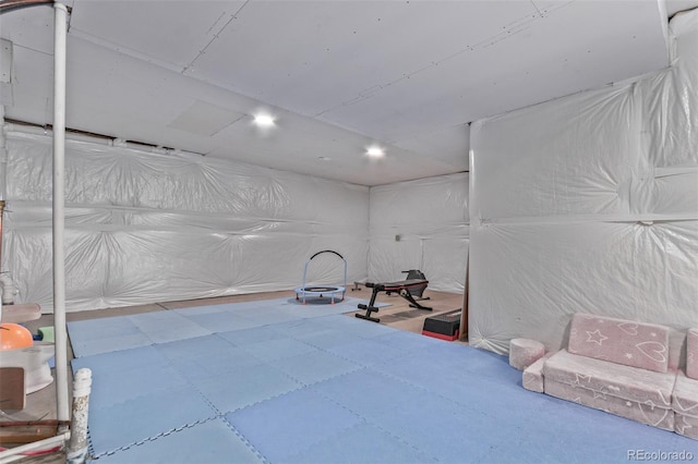 unfinished basement featuring tile patterned floors