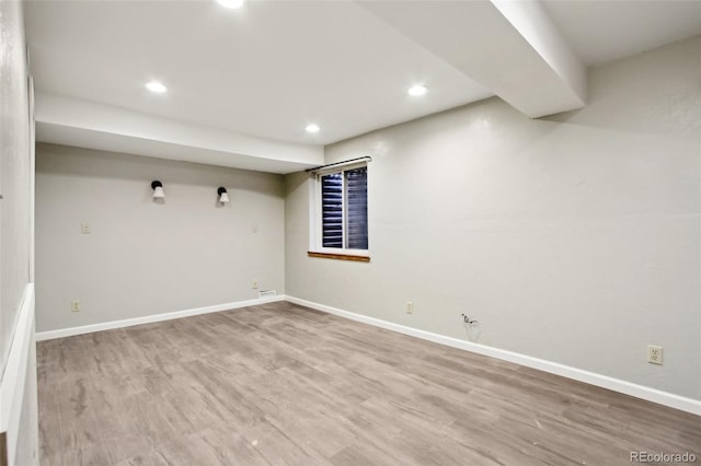 17943 E Bates Ave, Aurora, CO 80013 - finished below grade area with wood finished floors, baseboards, and recessed lighting