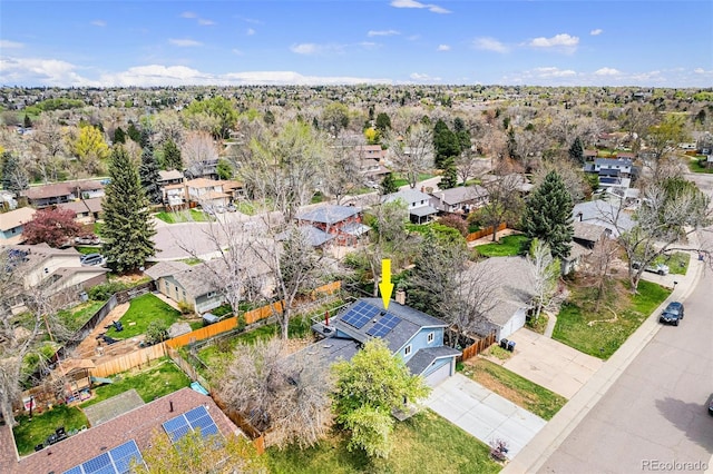 drone / aerial view featuring a residential view