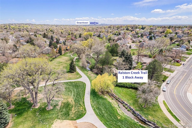bird's eye view with a residential view