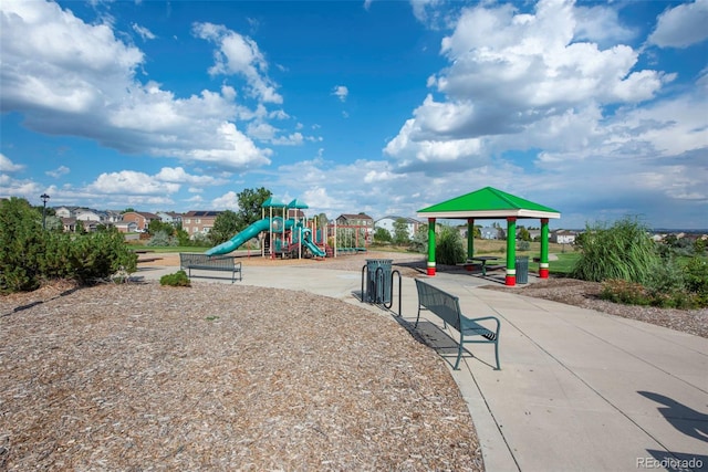 view of jungle gym with a gazebo