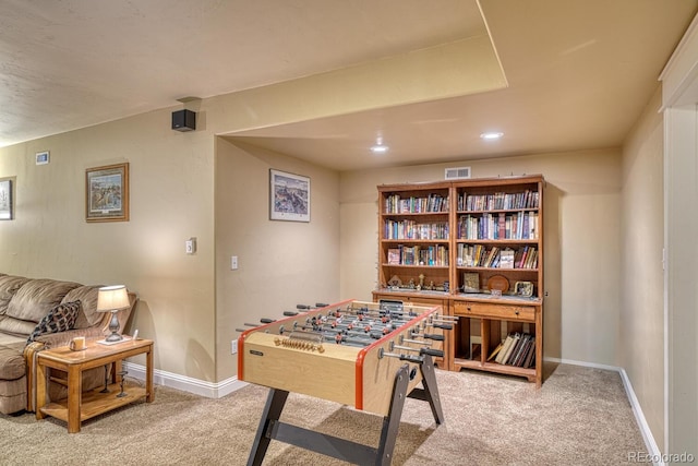 playroom featuring carpet flooring