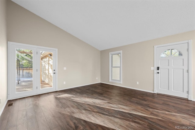12665 Grove Ct, Broomfield, CO 80020 - foyer with lofted ceiling and dark wood-style flooring
