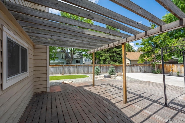 12665 Grove Ct, Broomfield, CO 80020 - wooden terrace with a fenced backyard, a pergola, and a patio