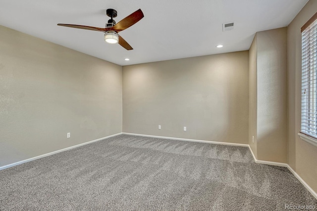 2452 S Andes Cir, Aurora, CO 80013 - empty room with a ceiling fan, carpet floors, and recessed lighting
