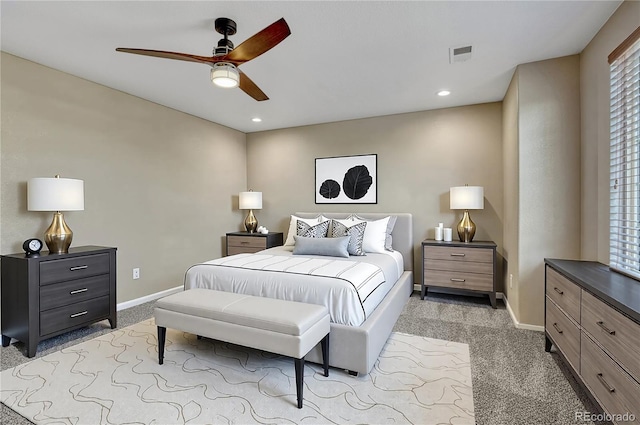 2452 S Andes Cir, Aurora, CO 80013 - bedroom featuring light colored carpet, recessed lighting, and ceiling fan