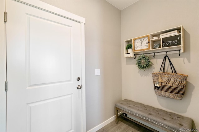 mudroom featuring hardwood / wood-style floors