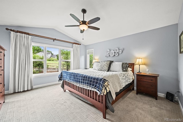 6105 W Long Dr, Littleton, CO 80123 - carpeted bedroom with lofted ceiling and a ceiling fan