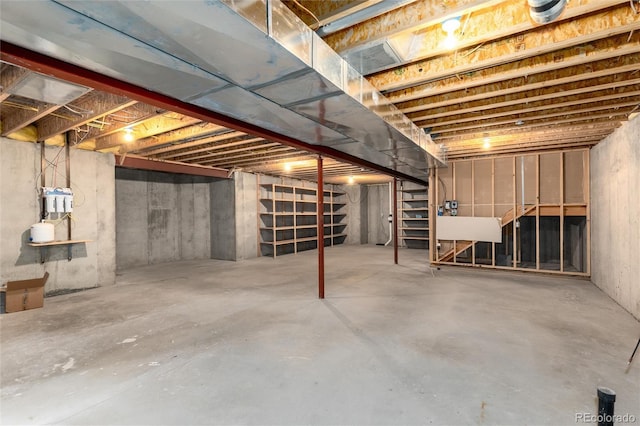 view of unfinished basement