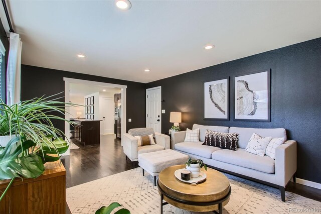7036 Robb St, Arvada, CO 80004 - living room with wood finished floors and recessed lighting
