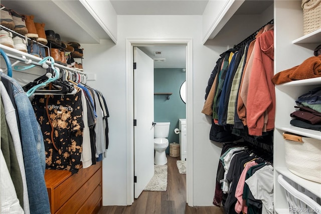 spacious closet with wood finished floors