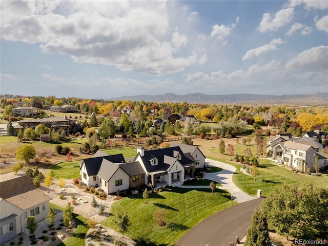 bird's eye view featuring a mountain view