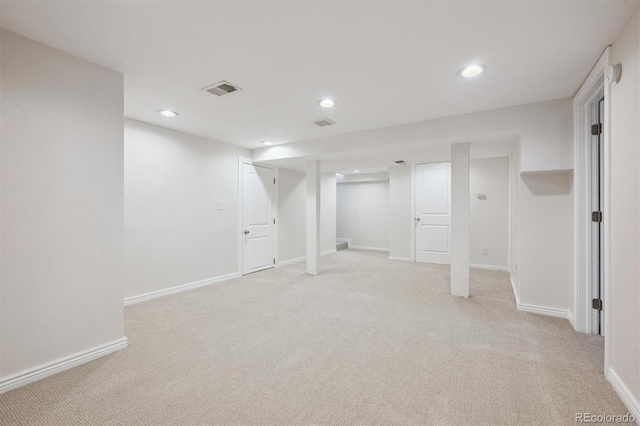 2285 Fulton St, Aurora, CO 80010 - finished below grade area featuring light carpet, recessed lighting, and baseboards