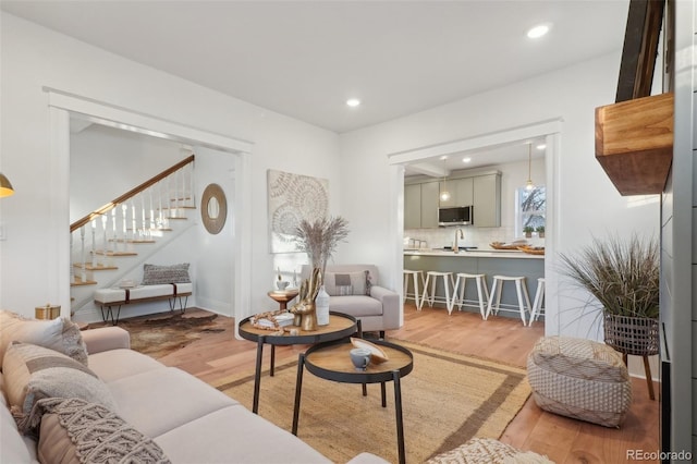 living room featuring light hardwood / wood-style floors