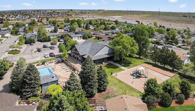 4481 Kingfisher Pt, Colorado Springs, CO 80922 - aerial view of residential area featuring a pool area