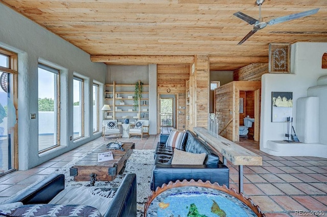 28700 County Road 304, Buena Vista, CO 81211 - living room with wooden ceiling and tile patterned floors