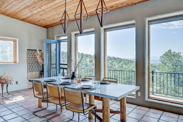 28700 County Road 304, Buena Vista, CO 81211 - dining room featuring wooden ceiling and light tile patterned flooring